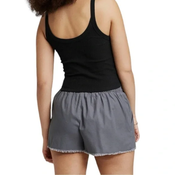 Wild Fable Smocked Waistband Raw Hem High Rise Shorts, Size XXL Grey Microstripe - Picture 6 of 9